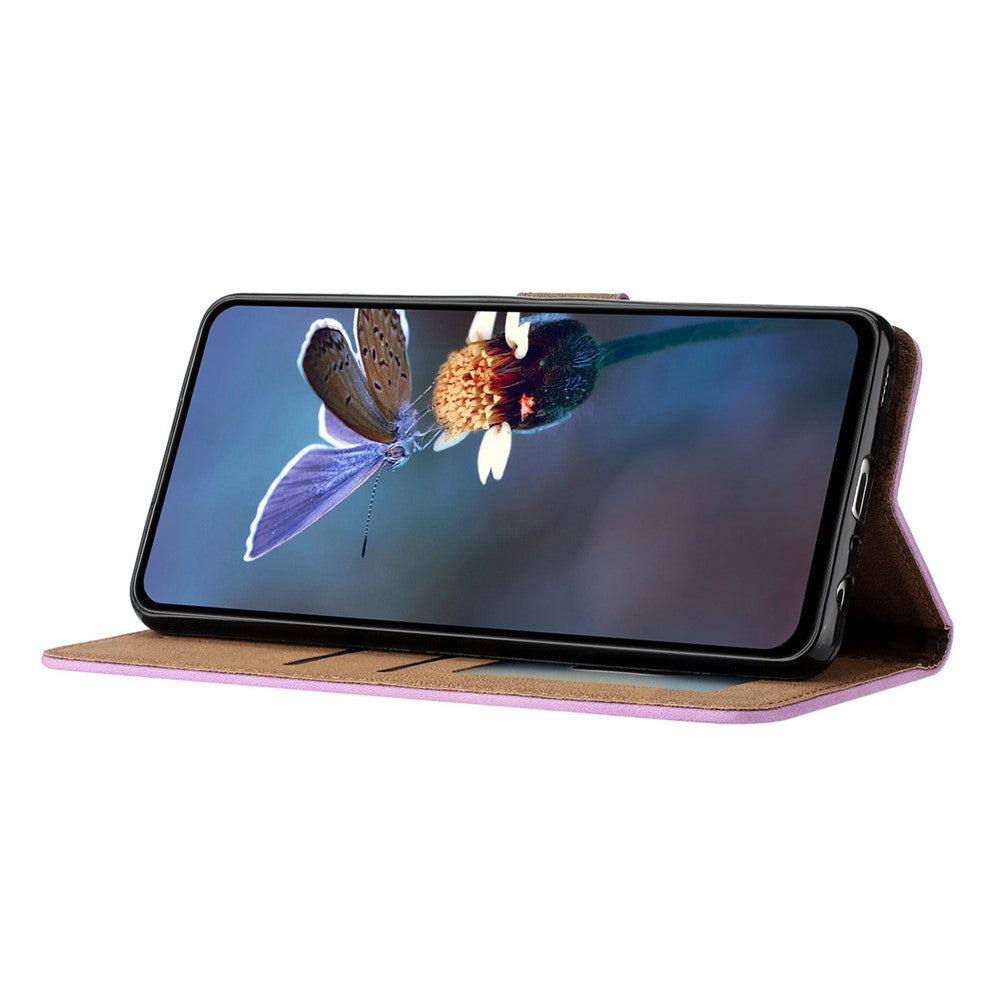 Stativskal till Samsung Galaxy M23 5G / F23 5G Fjärilspräglat Anti-fingeravtrycks Läderplånbok