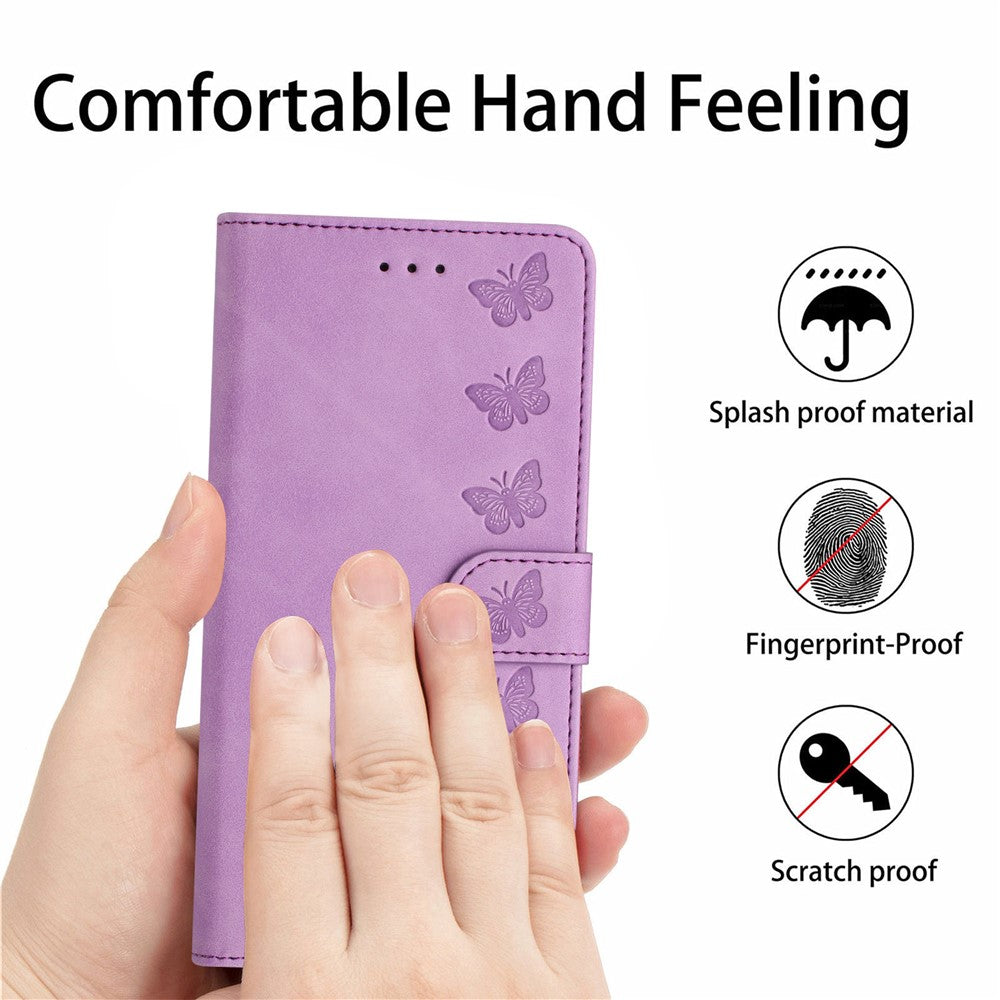 Stativskal till Samsung Galaxy M23 5G / F23 5G Fjärilspräglat Anti-fingeravtrycks Läderplånbok