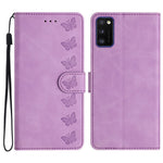 Läderfodral till Samsung Galaxy A41 (Global Version) Fjärilspräglat mobilskal med Stativ, Plånbok