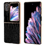 For Oppo Find N2 Flip 5G Genuine Cow Leather+PC Shockproof Cover Crocodile Texture Nano Electroplating Phone Case