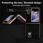 For Oppo Find N2 Flip 5G Genuine Cow Leather+PC Shockproof Cover Crocodile Texture Nano Electroplating Phone Case