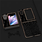 For Oppo Find N2 Flip 5G Genuine Cow Leather+PC Shockproof Cover Crocodile Texture Nano Electroplating Phone Case