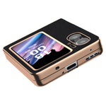 Til Oppo Find N2 Flip 5G Nano Galvaniseret Bagcover Ægte Koskind+PC Tekstureret Telefoncover