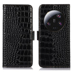 For Xiaomi 13 Ultra Genuine Cowhide Leather Phone Case Stand RFID Blocking Wallet Crocodile Texture Phone Cover