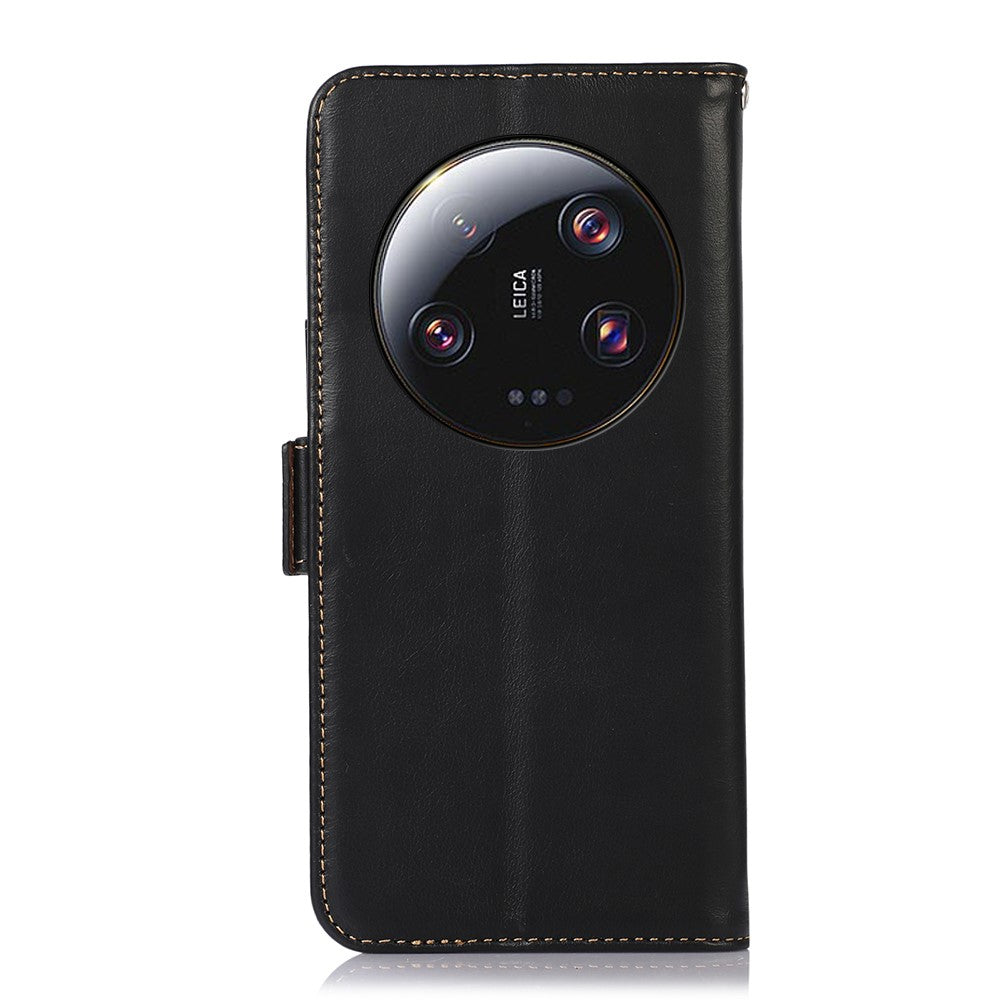 For Xiaomi 13 Ultra RFID Blocking Wallet Phone Case Genuine Cowhide Leather Crazy Horse Texture Stand Cover