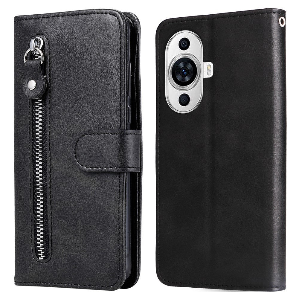 Leather Phone Case for Huawei nova 11 / nova 12s 4G / nova 12 Lite 4G , Calf Texture Zipper Pocket Stand Wallet Shockproof Cover