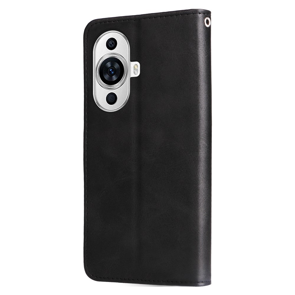 Leather Phone Case for Huawei nova 11 / nova 12s 4G / nova 12 Lite 4G , Calf Texture Zipper Pocket Stand Wallet Shockproof Cover
