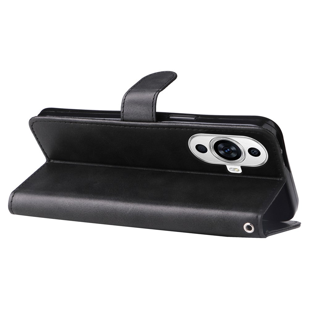 Leather Phone Case for Huawei nova 11 / nova 12s 4G / nova 12 Lite 4G , Calf Texture Zipper Pocket Stand Wallet Shockproof Cover