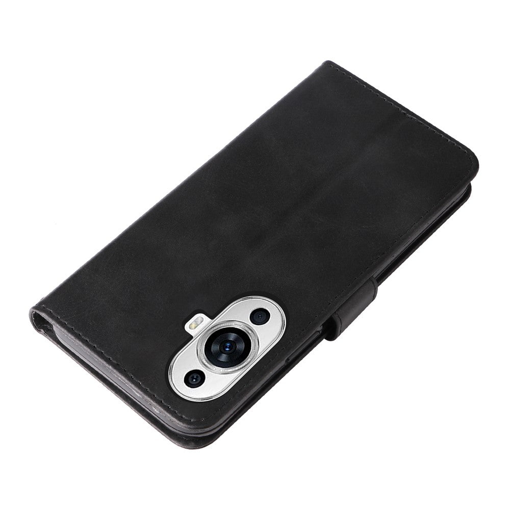 Leather Phone Case for Huawei nova 11 / nova 12s 4G / nova 12 Lite 4G , Calf Texture Zipper Pocket Stand Wallet Shockproof Cover