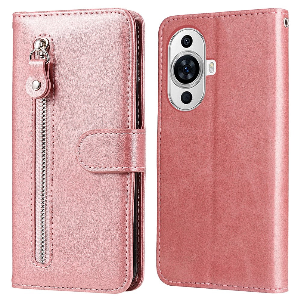 Leather Phone Case for Huawei nova 11 / nova 12s 4G / nova 12 Lite 4G , Calf Texture Zipper Pocket Stand Wallet Shockproof Cover