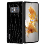 ABEEL For Huawei Mate X3 5G Crocodile Texture Shockproof Phone Case Genuine Cowhide Leather Coated PC Black Edge Cover