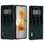 ABEEL For Huawei Mate X3 5G Crocodile Texture Shockproof Phone Case Genuine Cowhide Leather Coated PC Black Edge Cover