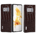 ABEEL For Huawei Mate X3 5G Crocodile Texture Shockproof Phone Case Genuine Cowhide Leather Coated PC Black Edge Cover