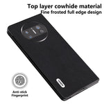ABEEL For Huawei Mate X3 5G Shockproof Phone Case Black Edge Genuine Cowhide Leather Coated PC Back Cover