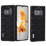 ABEEL For Huawei Mate X3 5G Textured Genuine Cow Leather Coated PC Cover Black Edge Phone Case