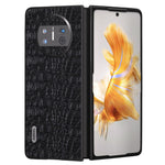 ABEEL For Huawei Mate X3 5G Textured Genuine Cow Leather Coated PC Cover Black Edge Phone Case