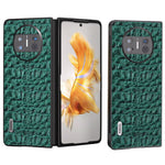 ABEEL For Huawei Mate X3 5G Textured Genuine Cow Leather Coated PC Cover Black Edge Phone Case