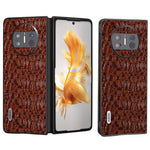 ABEEL For Huawei Mate X3 5G Textured Genuine Cow Leather Coated PC Cover Black Edge Phone Case