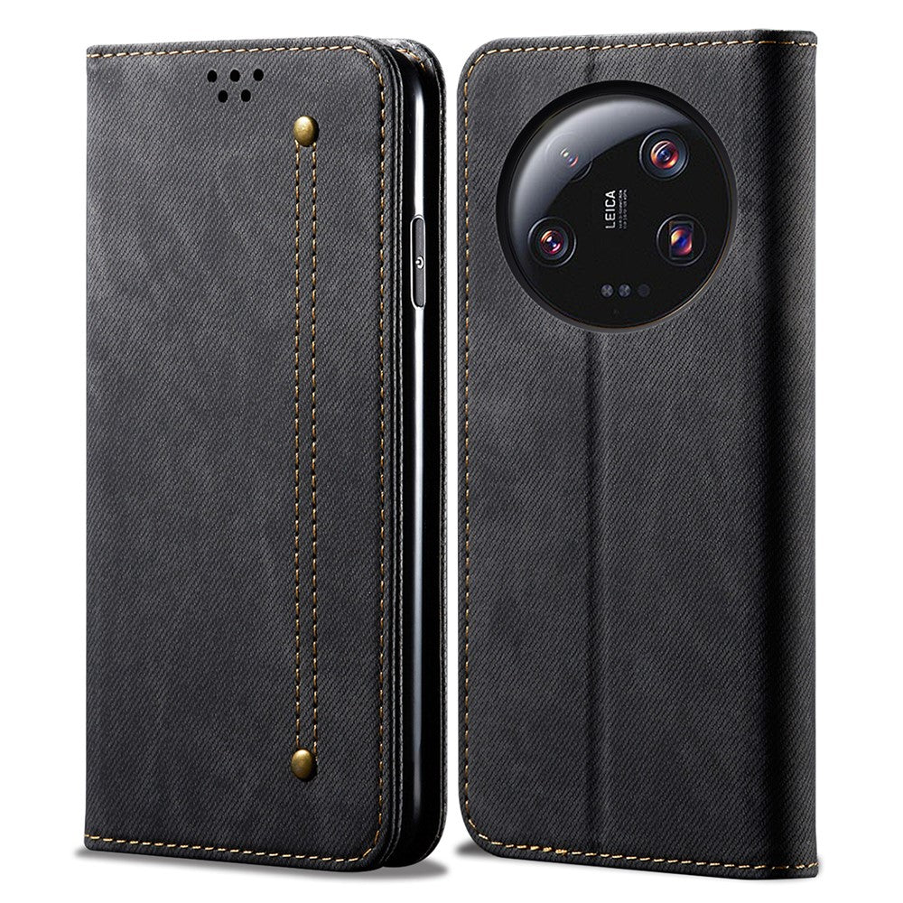For Xiaomi 13 Ultra Wallet Stand PU Leather Case Jeans Cloth Texture Cell Phone Cover