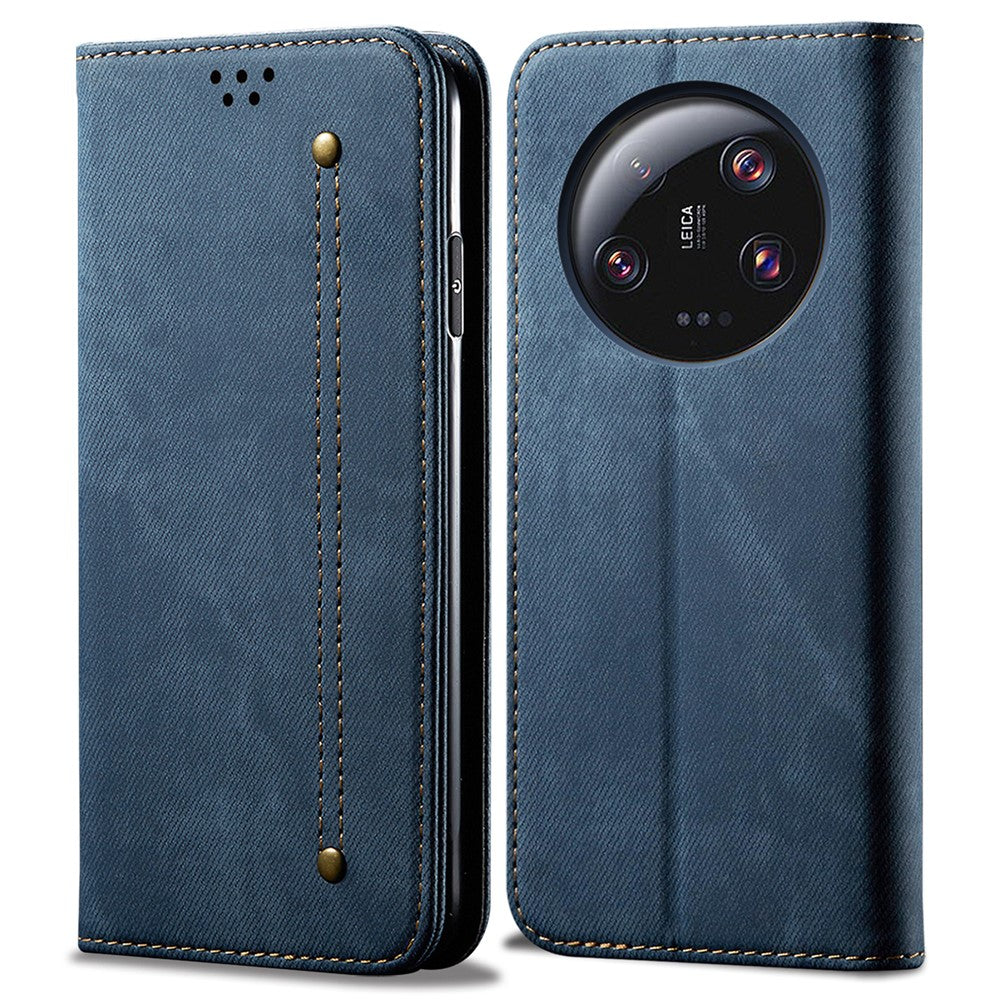 Xiaomi 13 Ultra Plånboksfodral i PU-läder med jeanstygstruktur, mobilmobilfodral