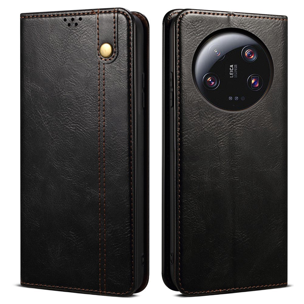 For Xiaomi 13 Ultra Leather Wallet Phone Case Waxy Crazy Horse Texture Stand Phone Cover