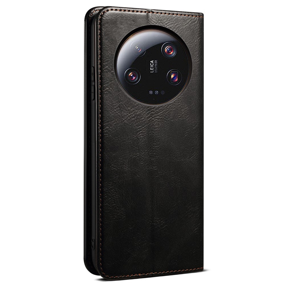 For Xiaomi 13 Ultra Leather Wallet Phone Case Waxy Crazy Horse Texture Stand Phone Cover