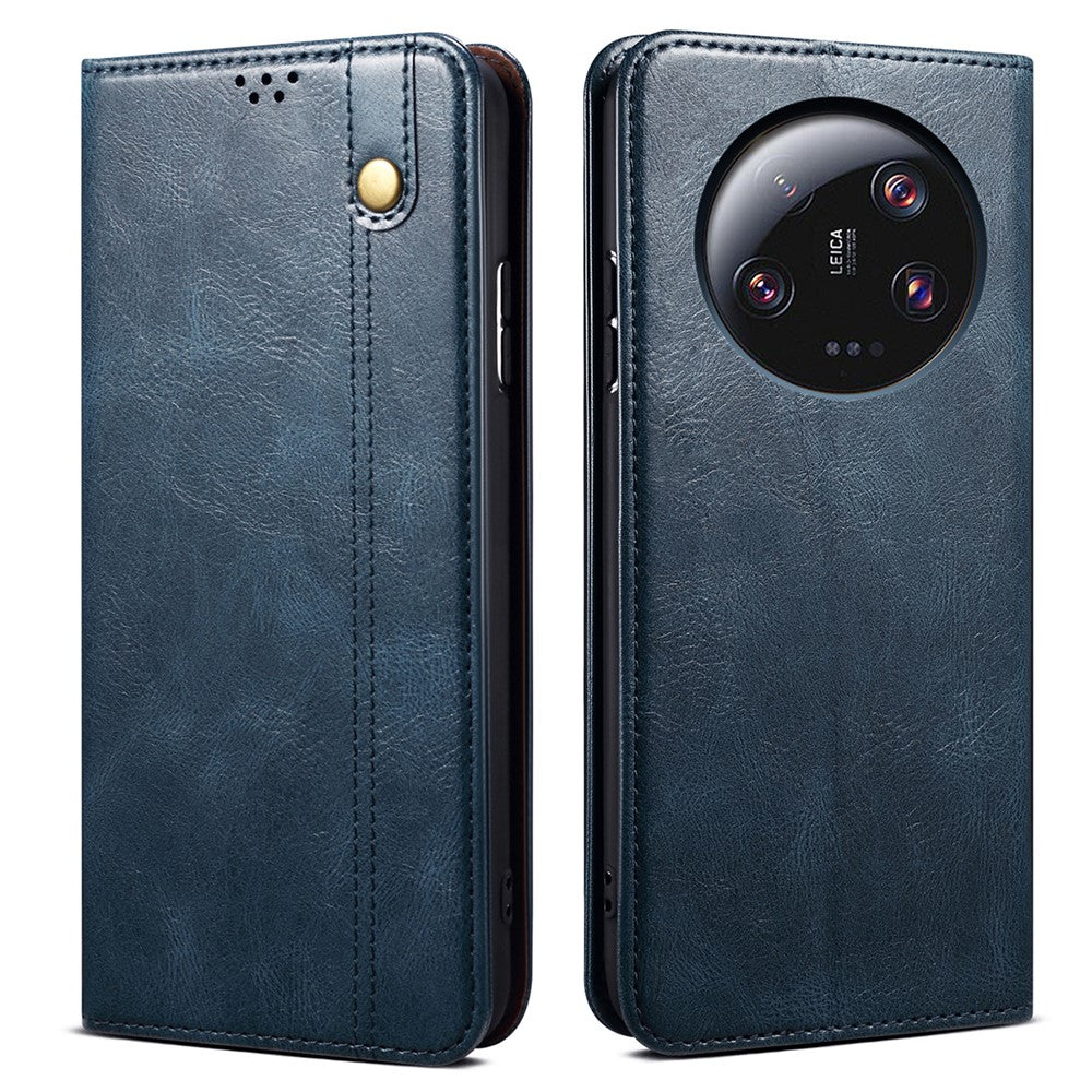 For Xiaomi 13 Ultra Leather Wallet Phone Case Waxy Crazy Horse Texture Stand Phone Cover