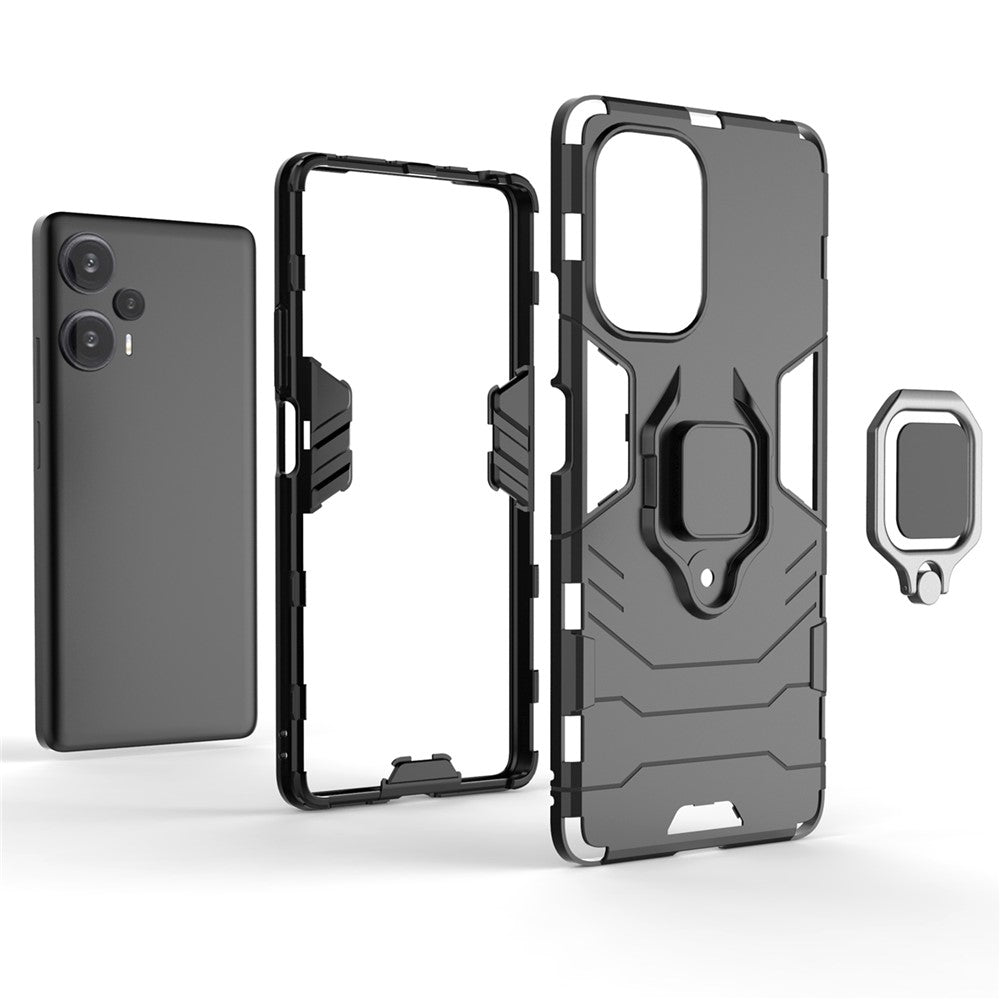 Xiaomi Redmi Note 12 Turbo / Poco F5 5G mjukt TPU hårt PC stötsäkert fodral ringhållare cykelställ mobilskal