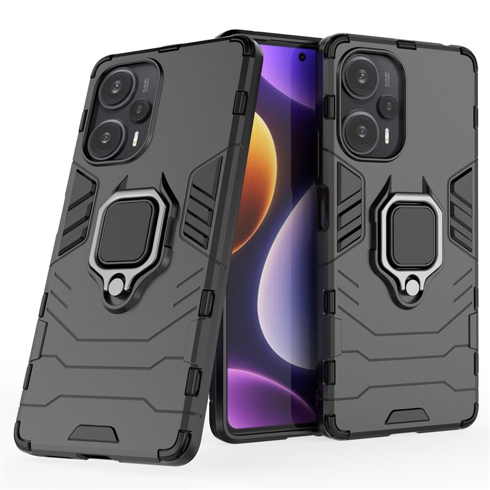 Xiaomi Redmi Note 12 Turbo / Poco F5 5G mjukt TPU hårt PC stötsäkert fodral ringhållare cykelställ mobilskal