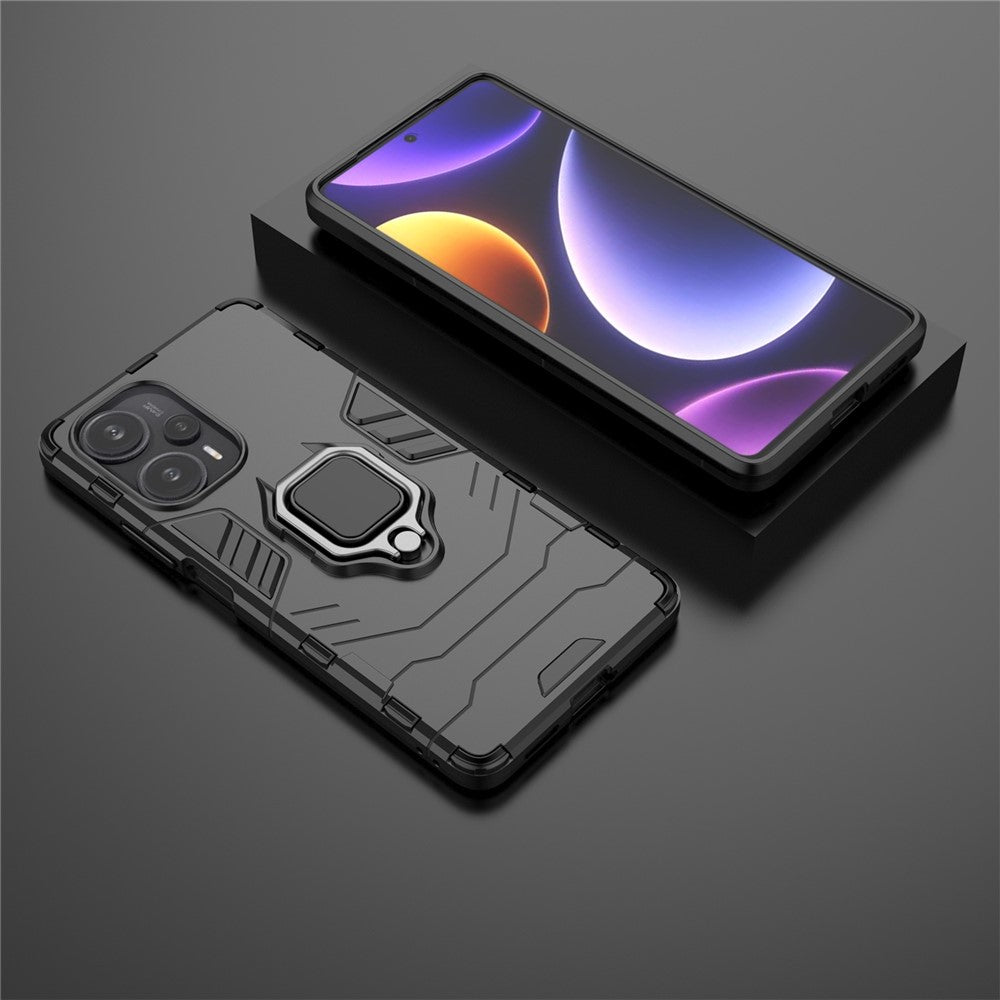 Xiaomi Redmi Note 12 Turbo / Poco F5 5G mjukt TPU hårt PC stötsäkert fodral ringhållare cykelställ mobilskal