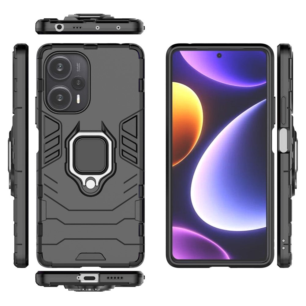 Xiaomi Redmi Note 12 Turbo / Poco F5 5G mjukt TPU hårt PC stötsäkert fodral ringhållare cykelställ mobilskal