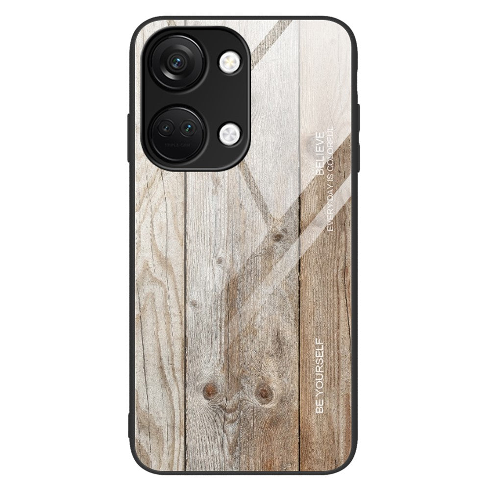 Til OnePlus Nord 3 5G / Ace 2V Bagcover med Træmønster Anti-ridse TPU + Hærdet Glas Telefoncover