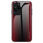 For Huawei P60 Carbon Fiber Texture Case Anti-Scratch Soft TPU + Tempered Glass Cover
