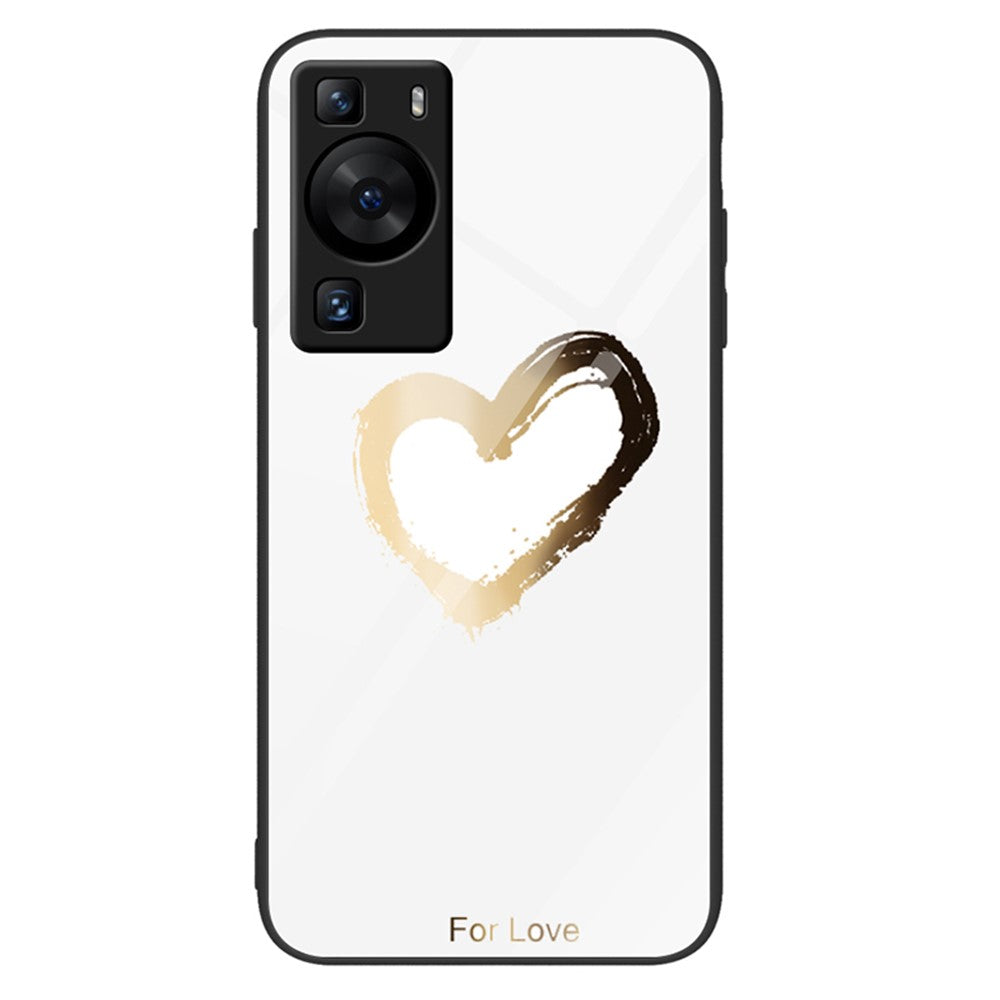Huawei P60 Reptåligt Härdat Glas Bakstycke PC+TPU Mönster Tryck mobilskal