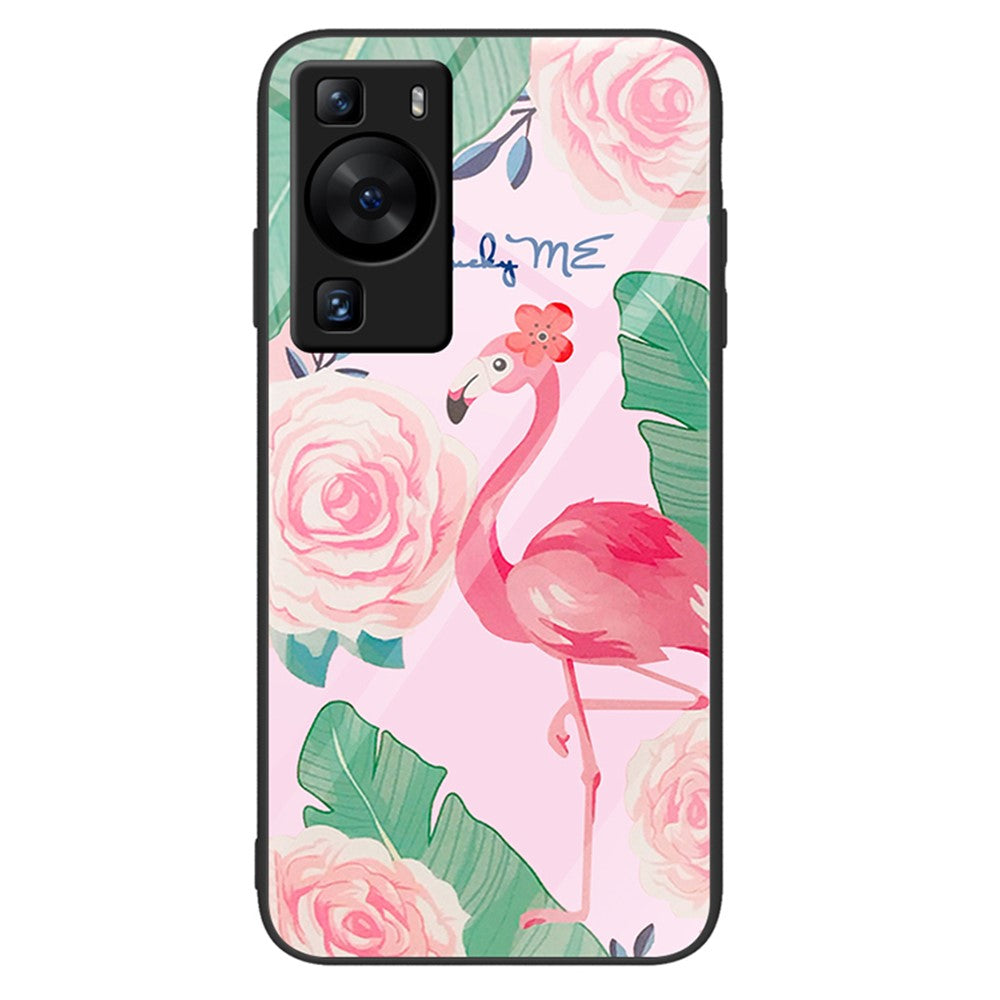 Huawei P60 Reptåligt Härdat Glas Bakstycke PC+TPU Mönster Tryck mobilskal
