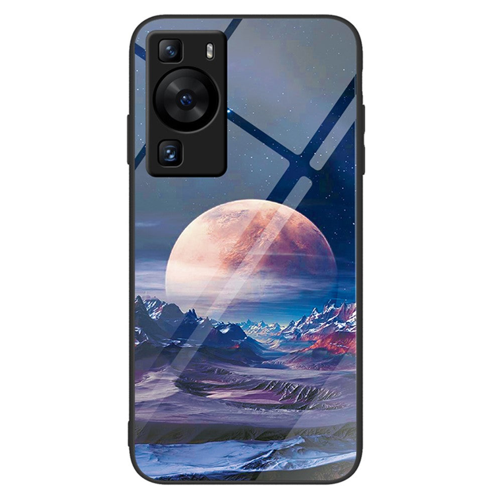 Huawei P60 Reptåligt Härdat Glas Bakstycke PC+TPU Mönster Tryck mobilskal