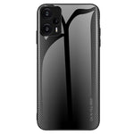 Xiaomi Redmi Note 12 Turbo / Poco F5 5G Kolfibertextur Skal Härdat Glas Baksida + Mjukt TPU mobilskal