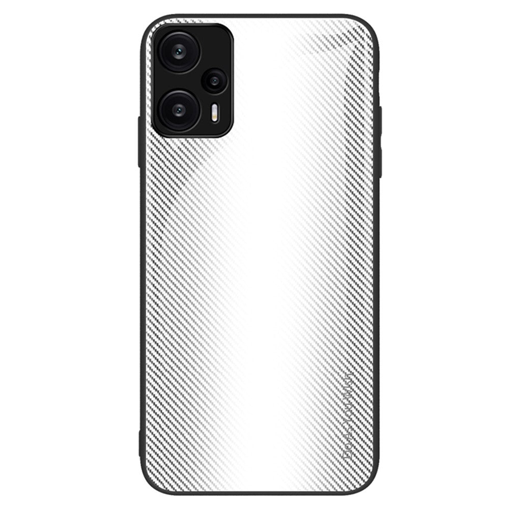 Xiaomi Redmi Note 12 Turbo / Poco F5 5G Kolfibertextur Skal Härdat Glas Baksida + Mjukt TPU mobilskal