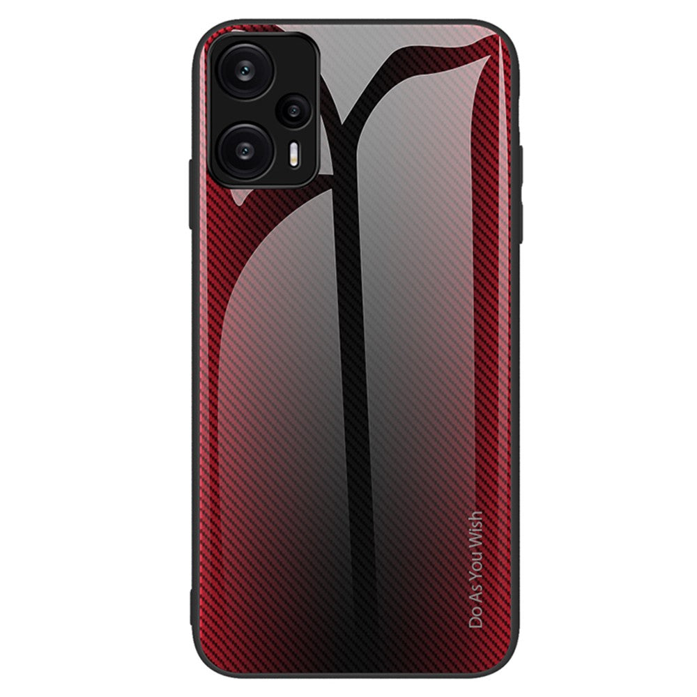 Xiaomi Redmi Note 12 Turbo / Poco F5 5G Kolfibertextur Skal Härdat Glas Baksida + Mjukt TPU mobilskal