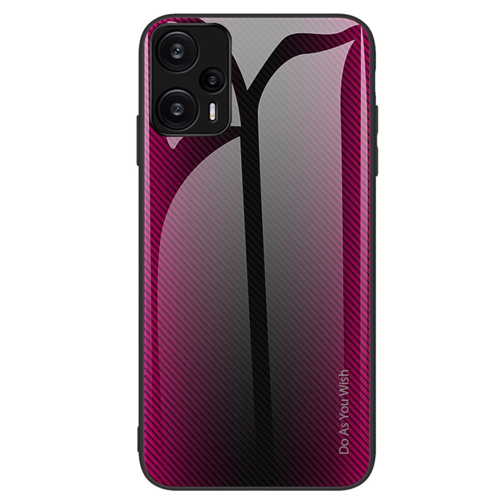 Xiaomi Redmi Note 12 Turbo / Poco F5 5G Kolfibertextur Skal Härdat Glas Baksida + Mjukt TPU mobilskal