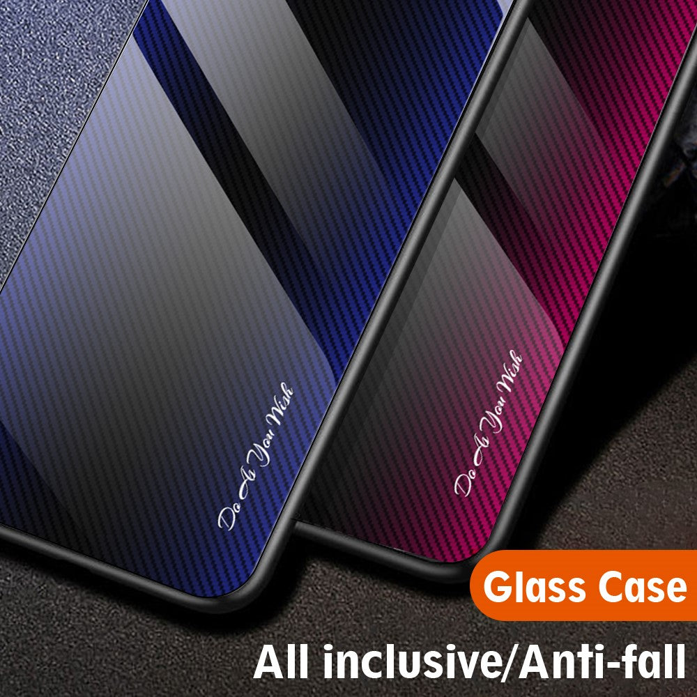 For Xiaomi Redmi Note 12 4G Tempered Glass Back Case Carbon Fiber Texture Soft TPU Frame Phone Cover