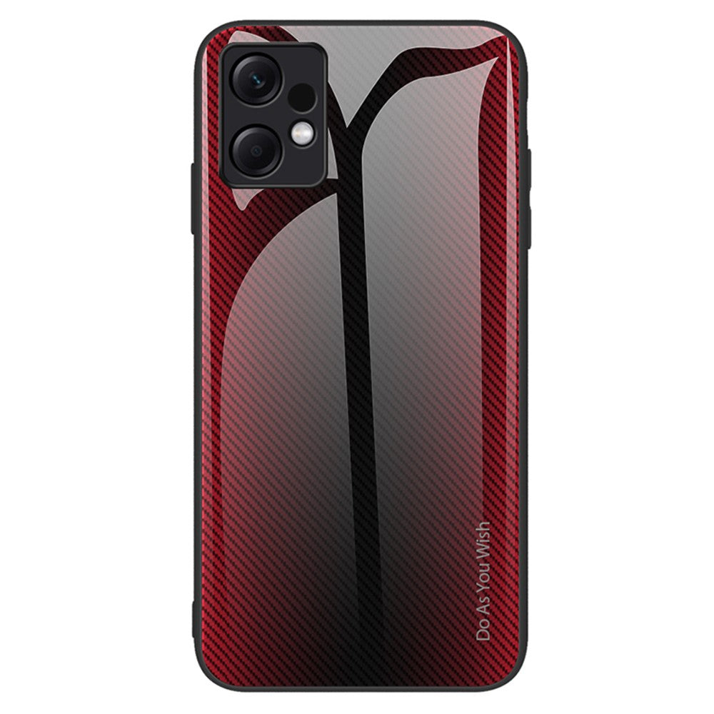 For Xiaomi Redmi Note 12 4G Tempered Glass Back Case Carbon Fiber Texture Soft TPU Frame Phone Cover
