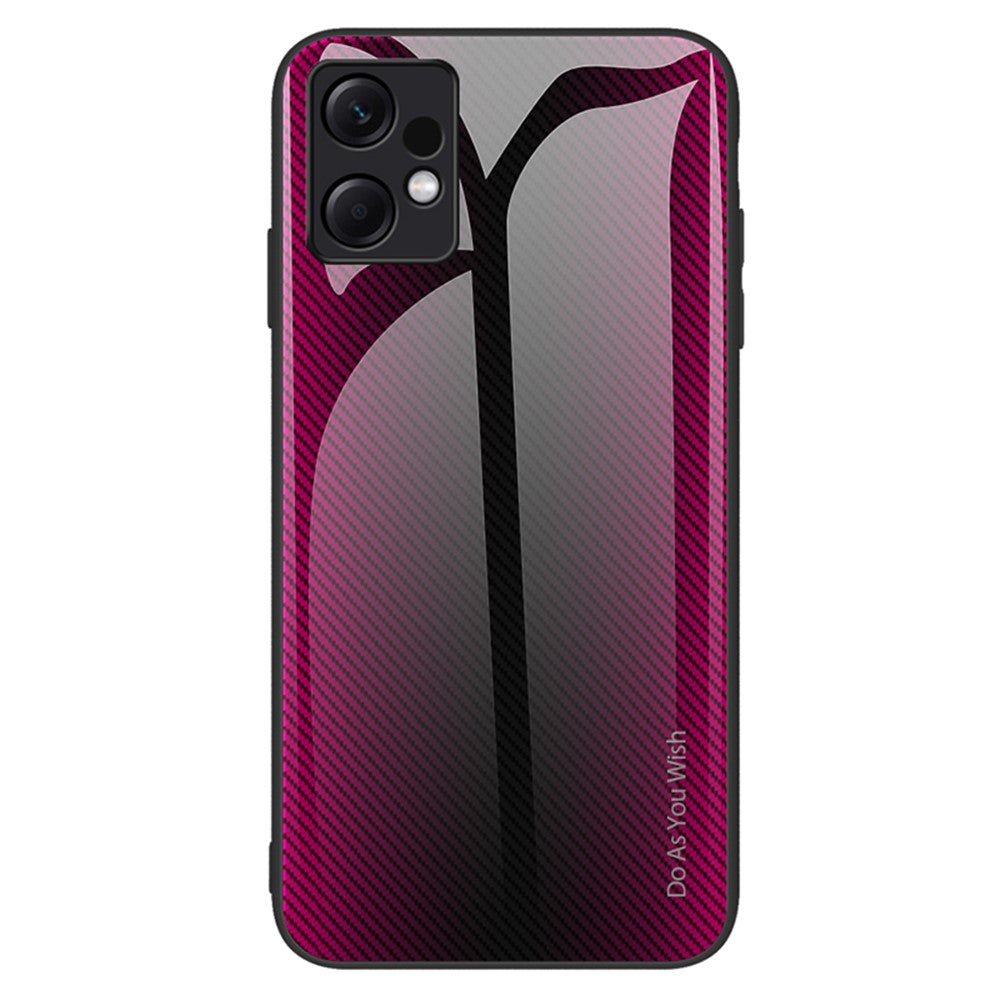 For Xiaomi Redmi Note 12 4G Tempered Glass Back Case Carbon Fiber Texture Soft TPU Frame Phone Cover