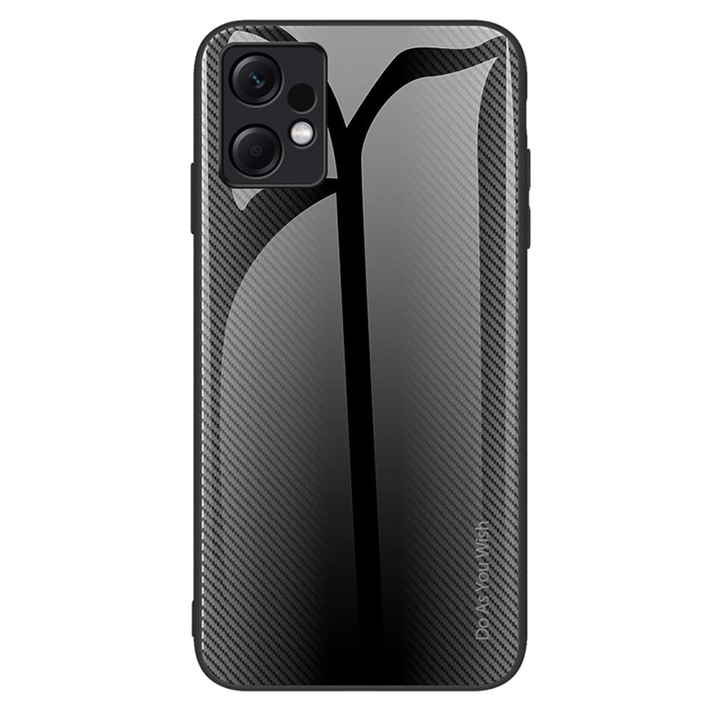 For Xiaomi Redmi Note 12 4G Tempered Glass Back Case Carbon Fiber Texture Soft TPU Frame Phone Cover