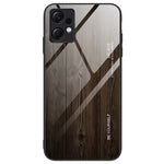 For Xiaomi Redmi Note 12 4G Phone Case Shockproof Tempered Glass + TPU Wooden Pattern Cover