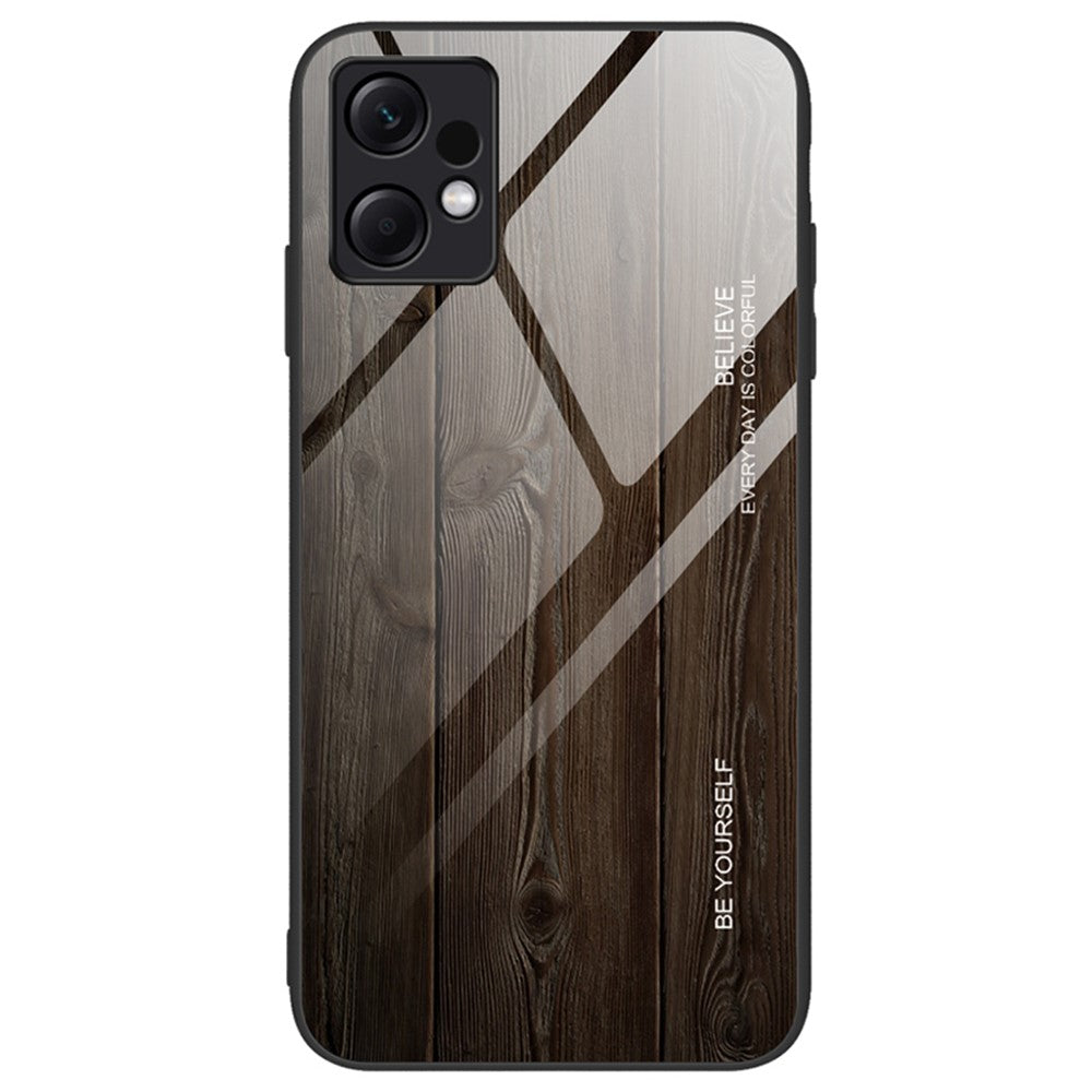 Xiaomi Redmi Note 12 4G mobilskal Stötsäkert Härdat Glas + TPU Trämönster Skal