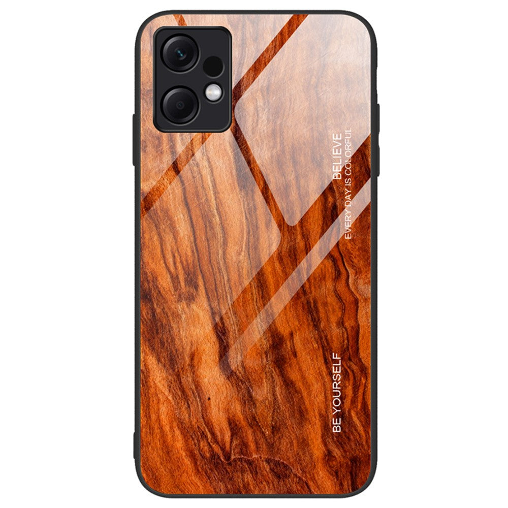 Xiaomi Redmi Note 12 4G mobilskal Stötsäkert Härdat Glas + TPU Trämönster Skal