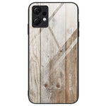For Xiaomi Redmi Note 12 4G Phone Case Shockproof Tempered Glass + TPU Wooden Pattern Cover