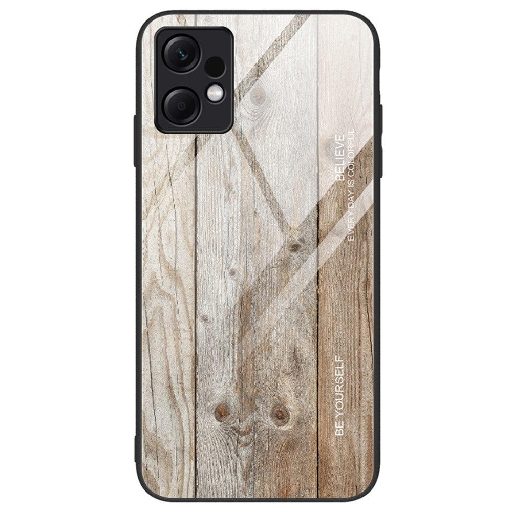 Xiaomi Redmi Note 12 4G mobilskal Stötsäkert Härdat Glas + TPU Trämönster Skal