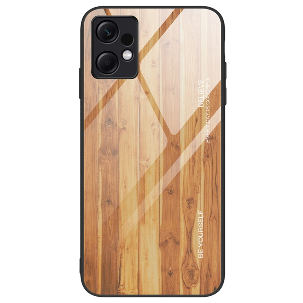 Xiaomi Redmi Note 12 4G mobilskal Stötsäkert Härdat Glas + TPU Trämönster Skal